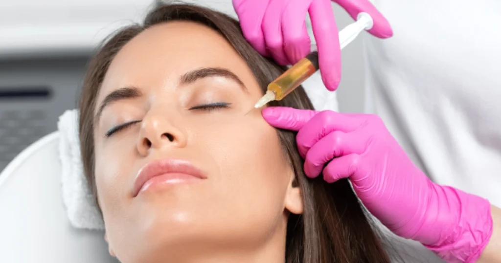 Woman Receiving PRP and PRFM treatments in Wilmington, NC